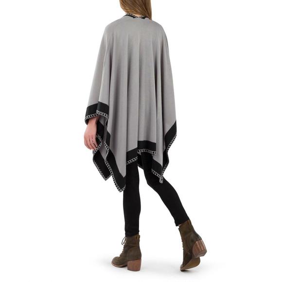 Patricia Nash Colorblock Short Shawl Poncho Grey One Size New - Picture 2 of 3